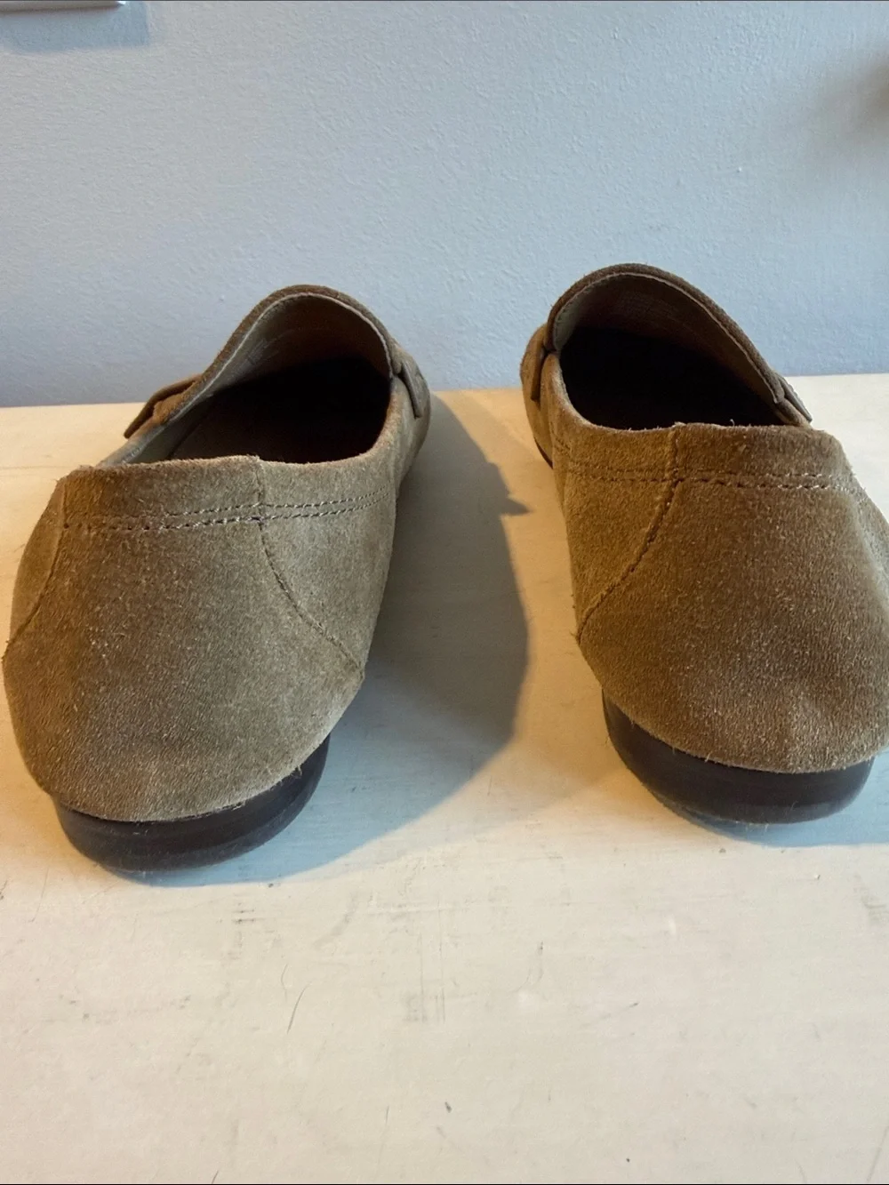 Tory Burch Tan Suede Loafers with Gold Logo